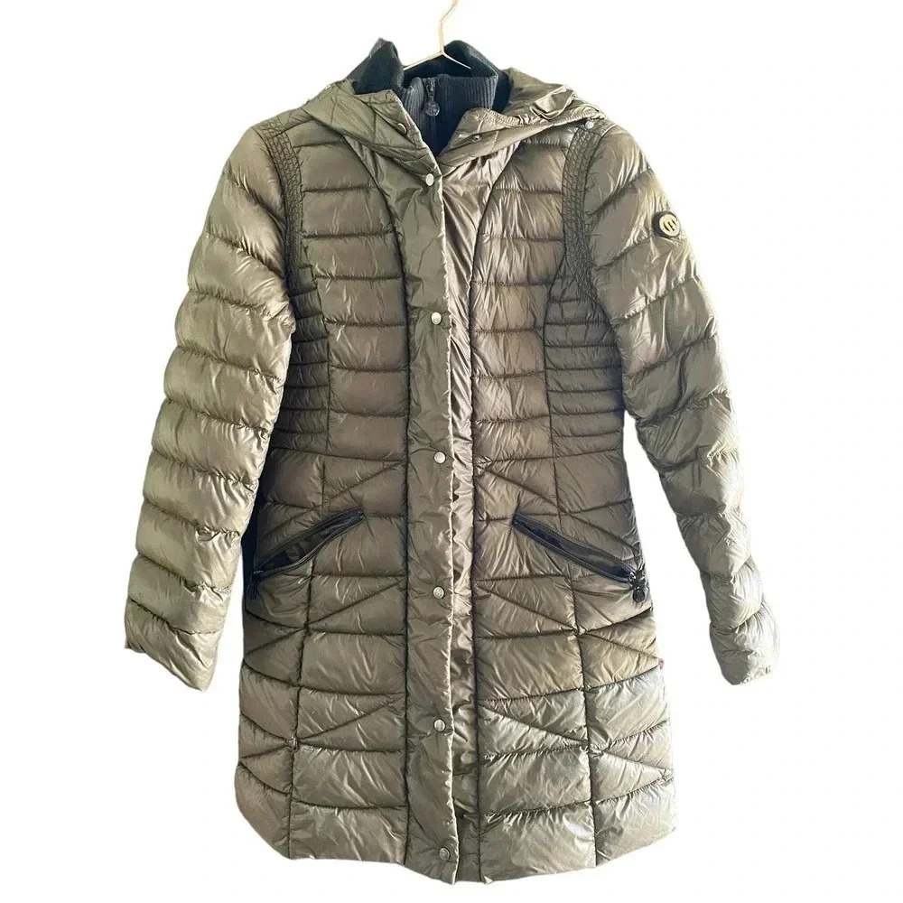 Bernardo Women's Green Long Sleeve Hooded Puffer Jacket Size Small